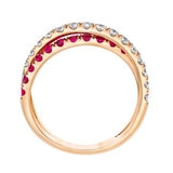 Round Cut Ruby & 0.45ctw Diamond Ring, 14ct Rose Gold