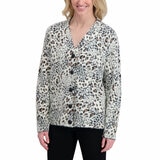DKNY Ladies Leopard Print Cardigan in Ivory