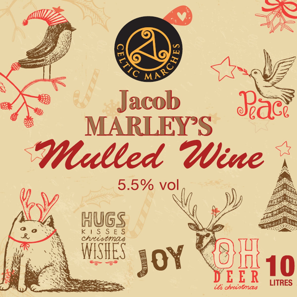 Celtic Marches Jacob Marley's Mulled Wine, 10L Bag in Box