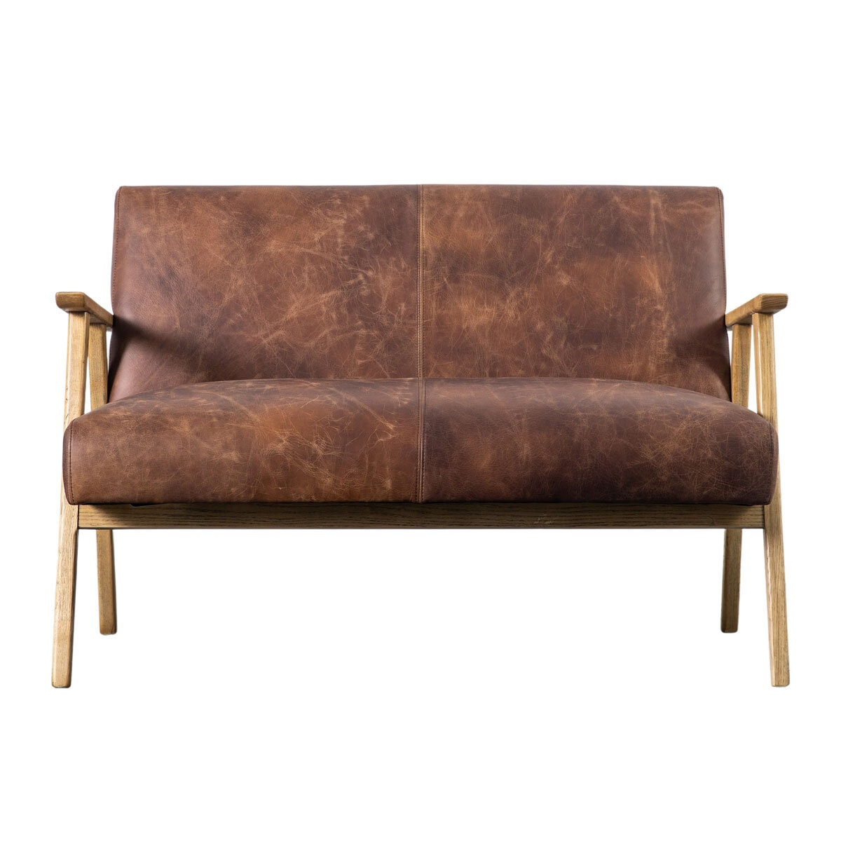 Gallery Neyland Brown Leather 2 Seater Sofa