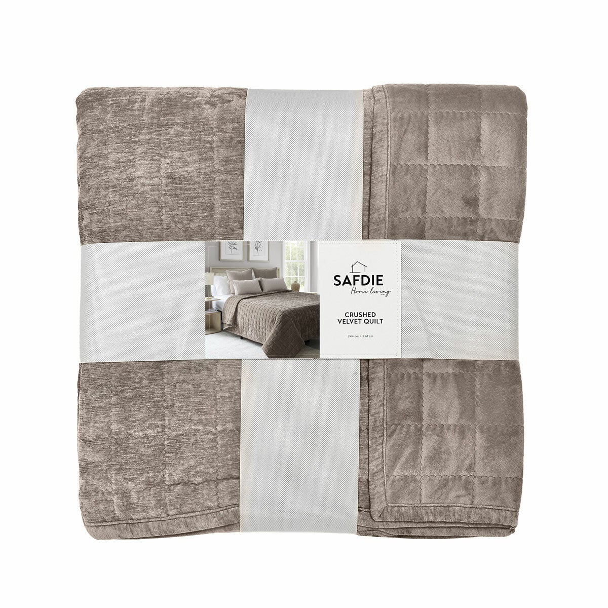 Safdie Crushed Velvet Taupe Throw , 234 x 244 cm Safdie Crushed Velvet Taupe Throw , 234 x 244 cm