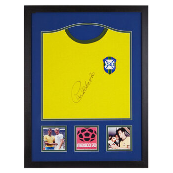 Carlos Alberto Signed Framed Brazil Football Shirt 