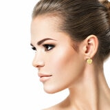 14ct Yellow Gold Textured Disc Stud Earrings