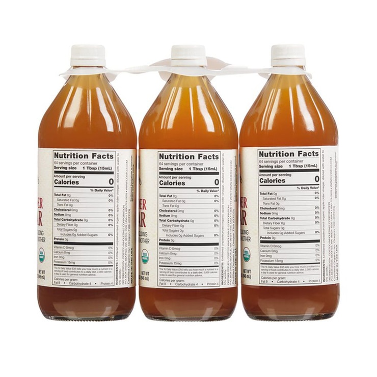 Kirkland Signature Organic Apple Cider Vinegar, 3 x 946ml Costco UK