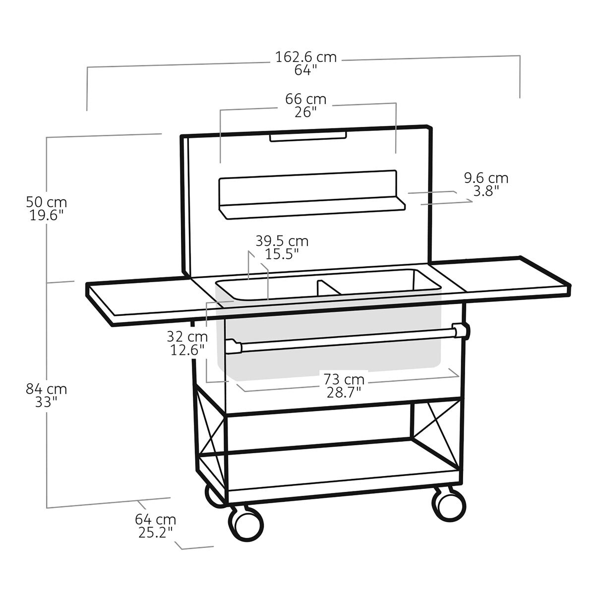 Keter 85 Litre (90 US Quart) Patio Cooler and Beverage Cart Costco UK