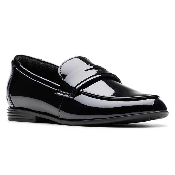 Clarks Kids Finja Bright Black Patent Shoes Clarks Kids Finja Bright Black Patent Shoes