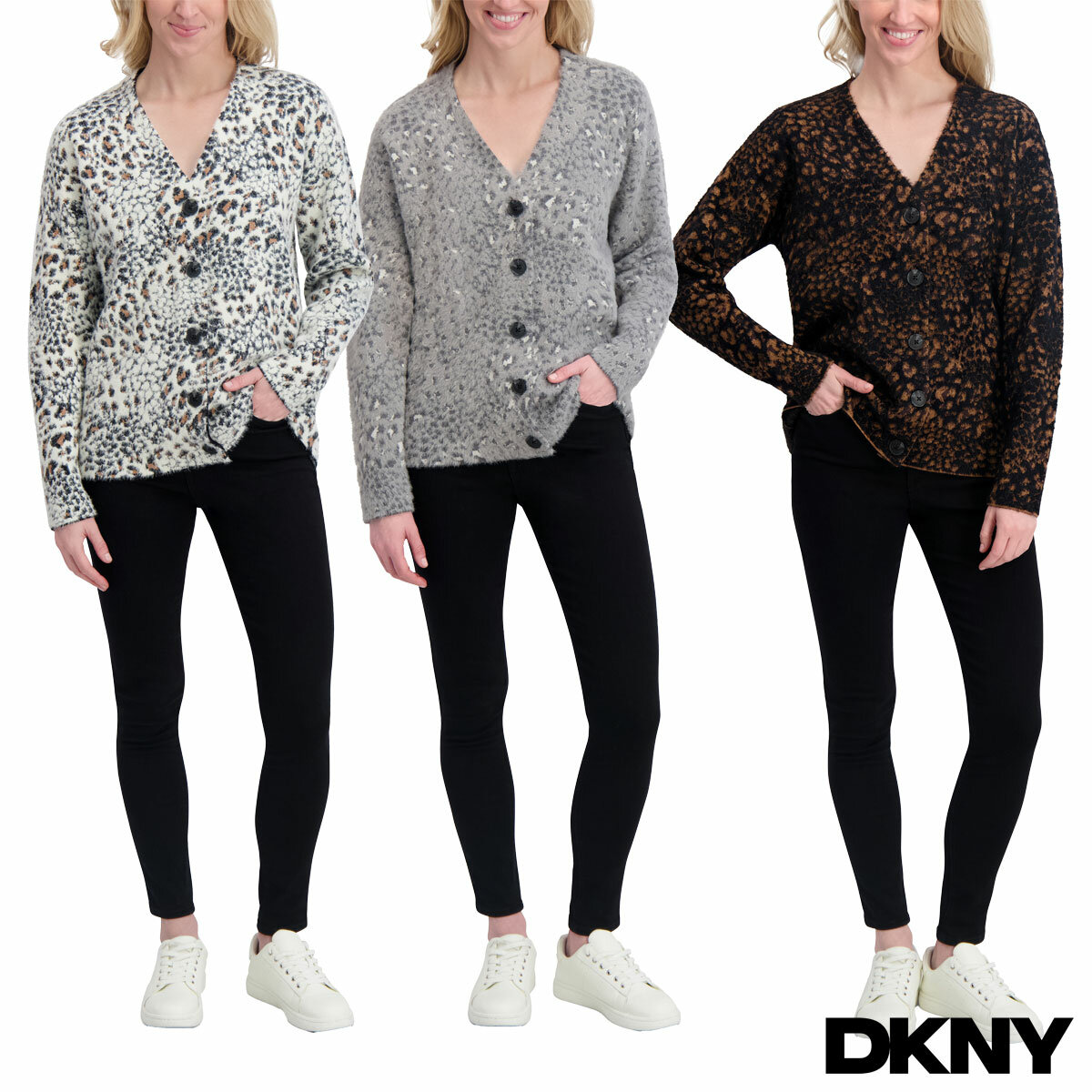 DKNY Ladies Leopard Print Cardigan