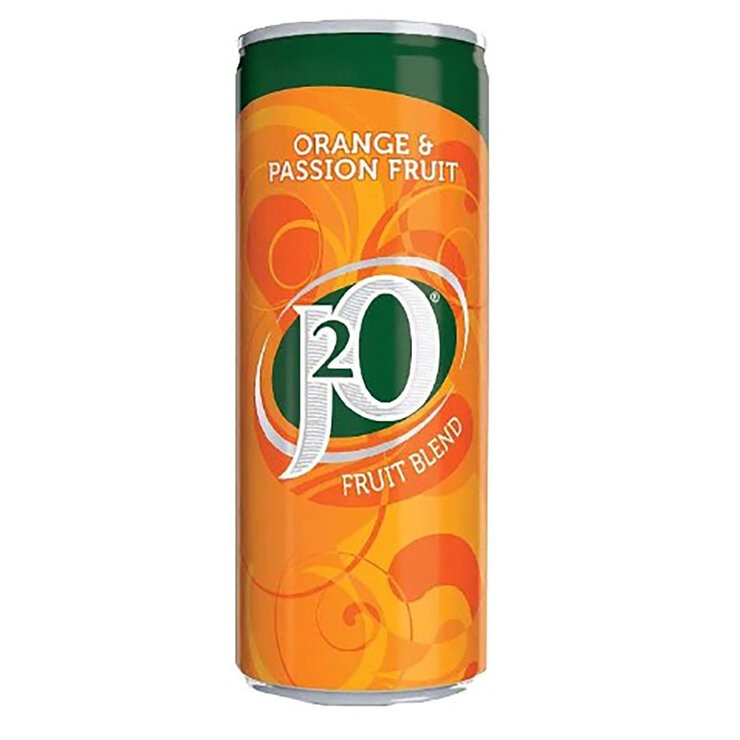 J2O Orange & Passion Fruit Cans, 250ml