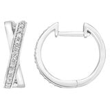0.25ctw Cross Hoop Diamond Earrings, 14k White Gold