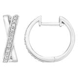 0.25ctw Cross Hoop Diamond Earrings, 14k White Gold