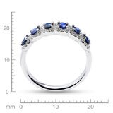 Round Cut Blue Sapphire & 0.30ctw Diamond Ring, 14ct White Gold