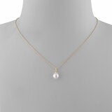 7-8mm Cultured Freshwater White Pearl Round Necklace, 14ct Yellow Gold