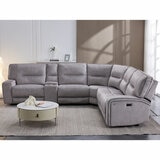 Excalibur Grey Fabric 6 Piece Power Reclining Sectional Sofa