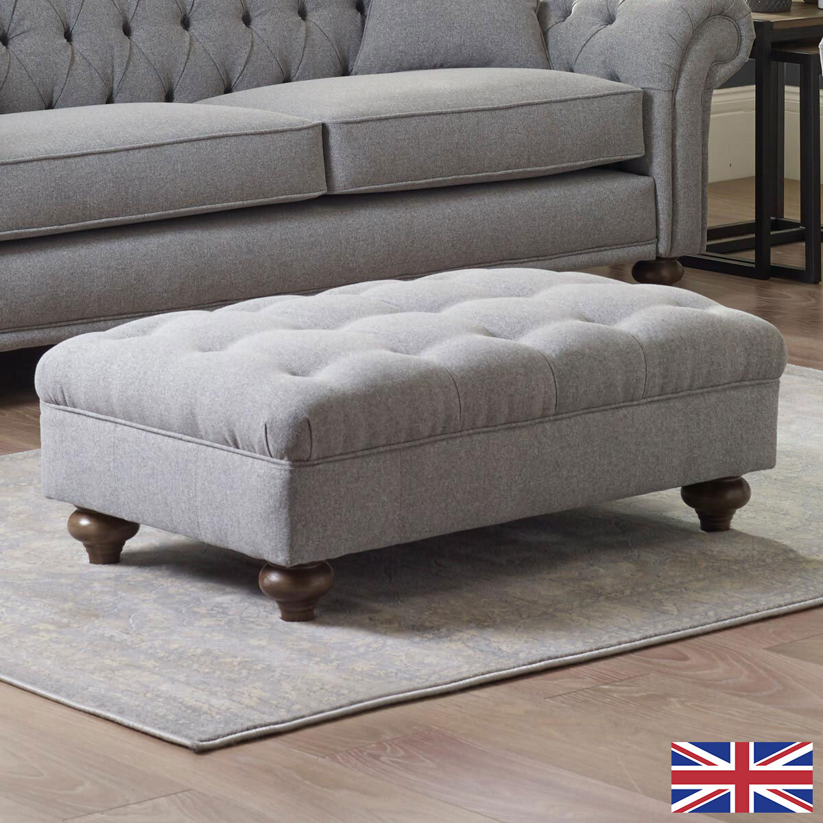 Bordeaux Fabric Footstool, Grey