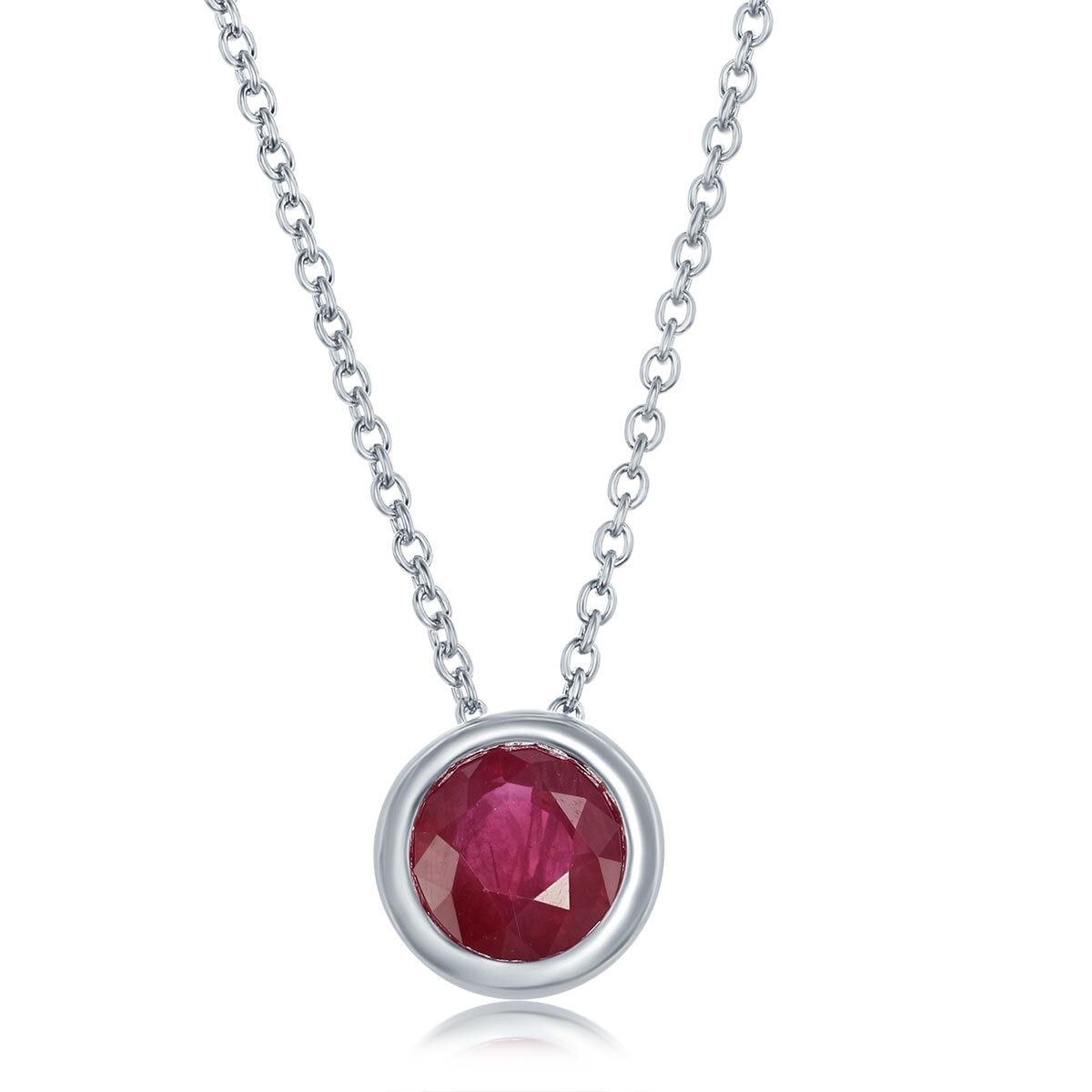 Ruby Birthstone Pendant, 14ct White Gold