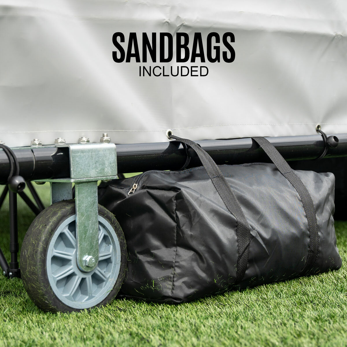 Lifestyle image showing the included sandbags