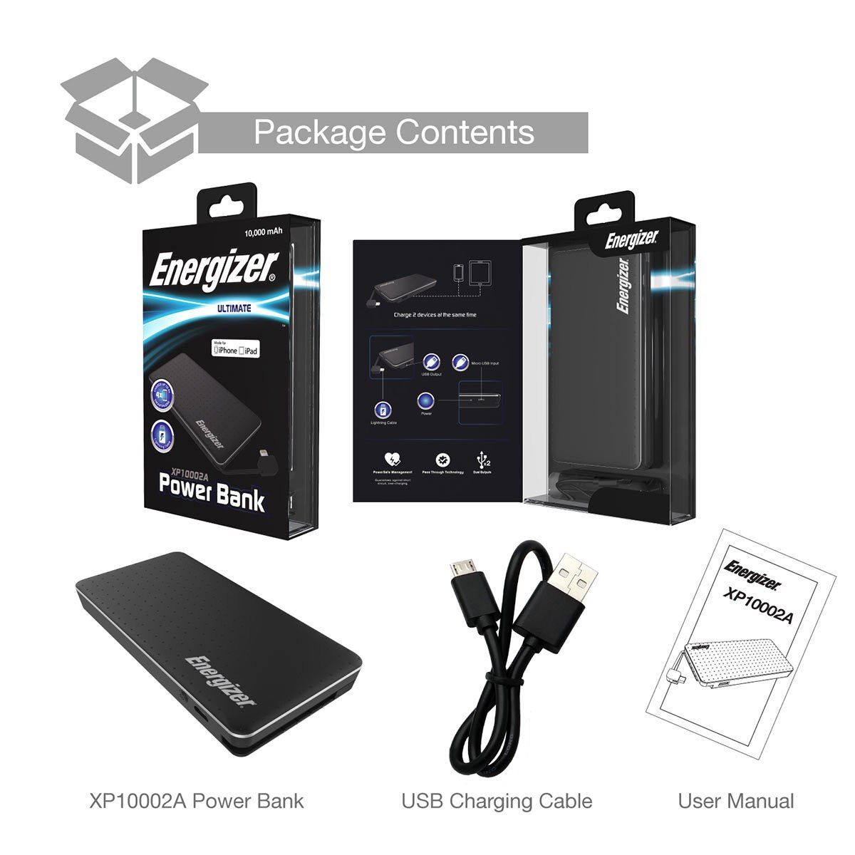Energizer XP10002A_BK, 10000mAh Power Bank in Black Costco UK