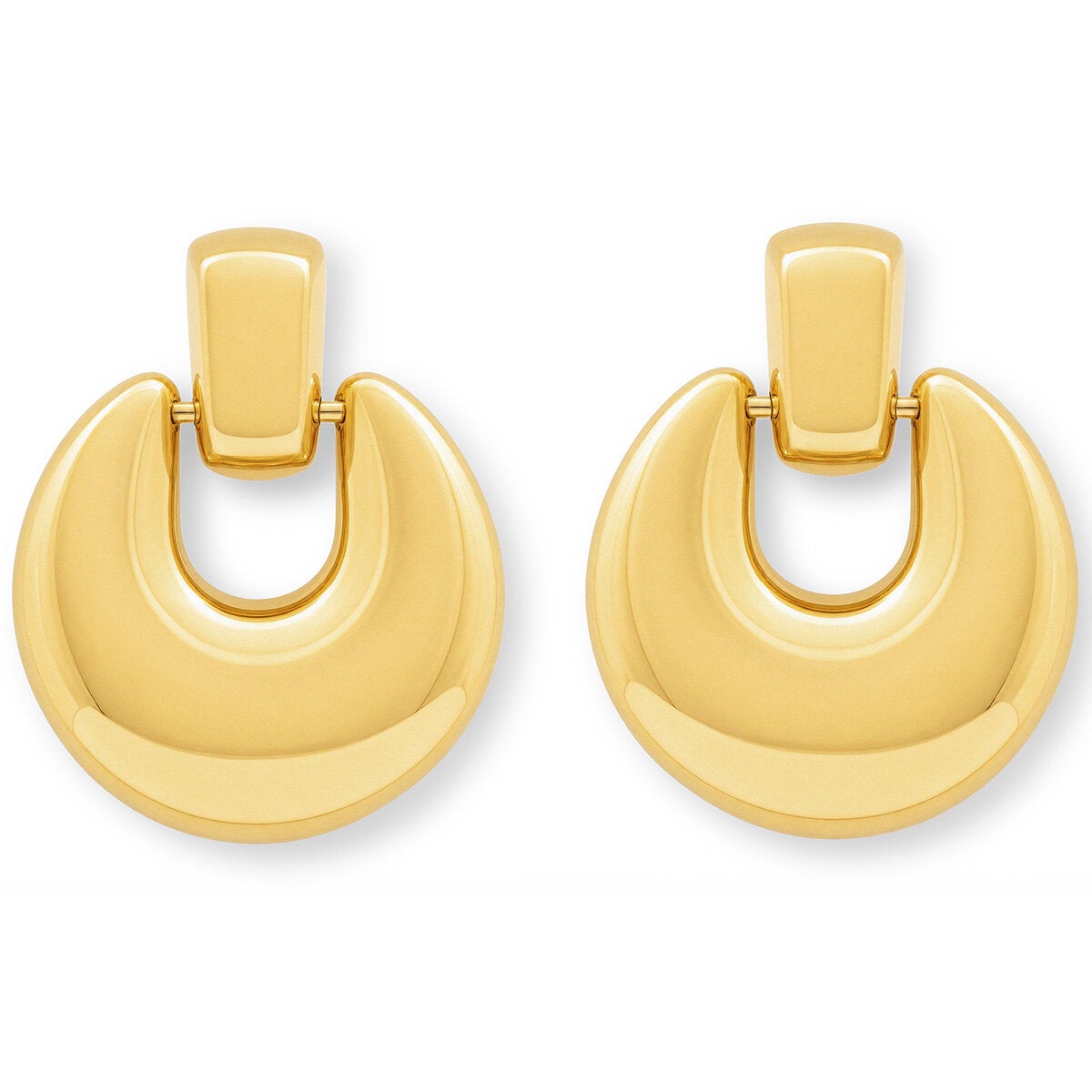 14ct Yellow Gold Plain Circle Drop Earrings 14ct Yellow Gold Plain Circle Drop Earrings