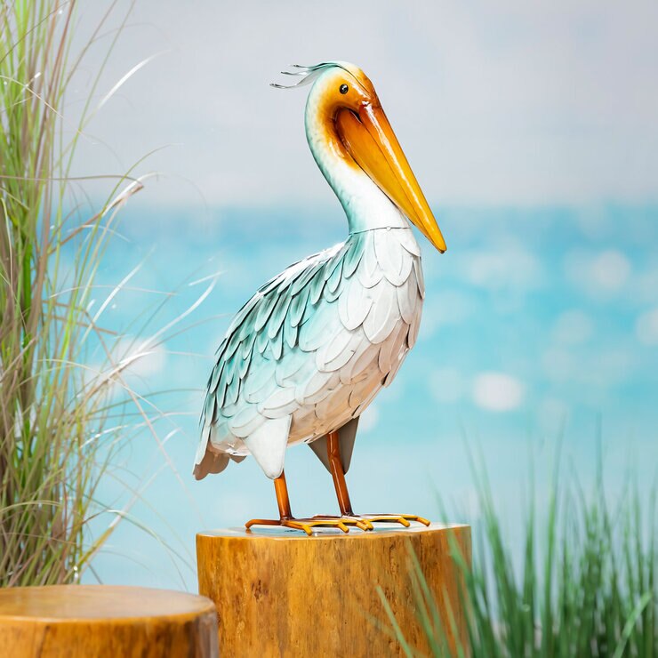 Metal Pelican Statue