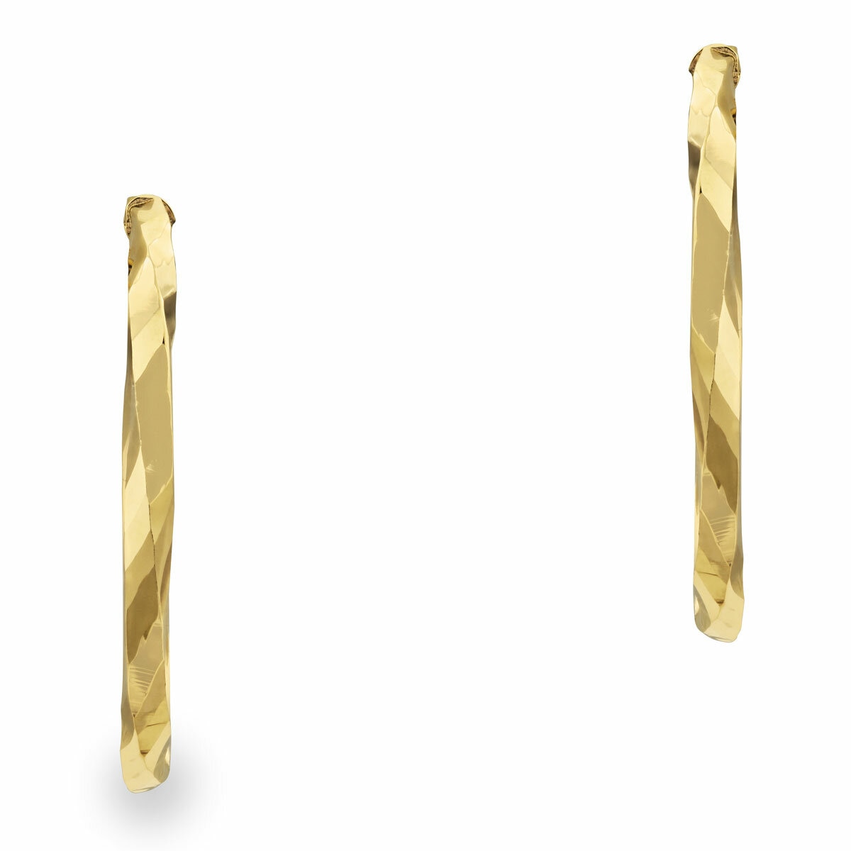 14ct Yellow Gold Twisted Square Hoop Earrings