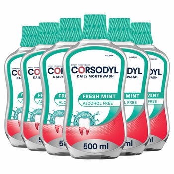 Corsodyl Daily Fresh Mint Mouth Wash, 6 x 500ml