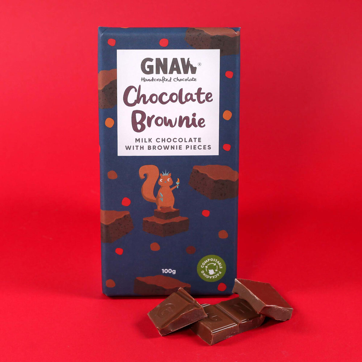 Gnaw Salted Caramel and Chocolate Brownie Chocolate Bars, 12 x 100g