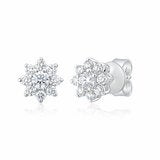 0.50ctw Round Brilliant Cut Diamond Sunburst Earrings, 14ct White Gold 0.50ctw Round Brilliant Cut Diamond Sunburst Earrings, 14ct White Gold
