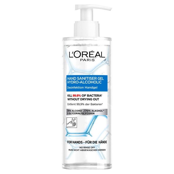L'Oreal Skin Expert Hand Sanitiser Gel with Pump, 6 x 390ml L'Oreal Skin Expert Hand Sanitiser Gel with Pump, 6 x 390ml