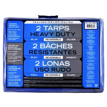 Heavy Duty Reversible Blue and Silver Tarpaulin, 2 Pack