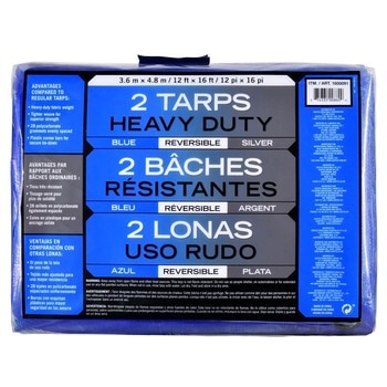 Heavy Duty Reversible Blue and Silver Tarpaulin, 2 Pack