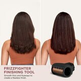 Image of a model before and after using frizzfighter finishing tool