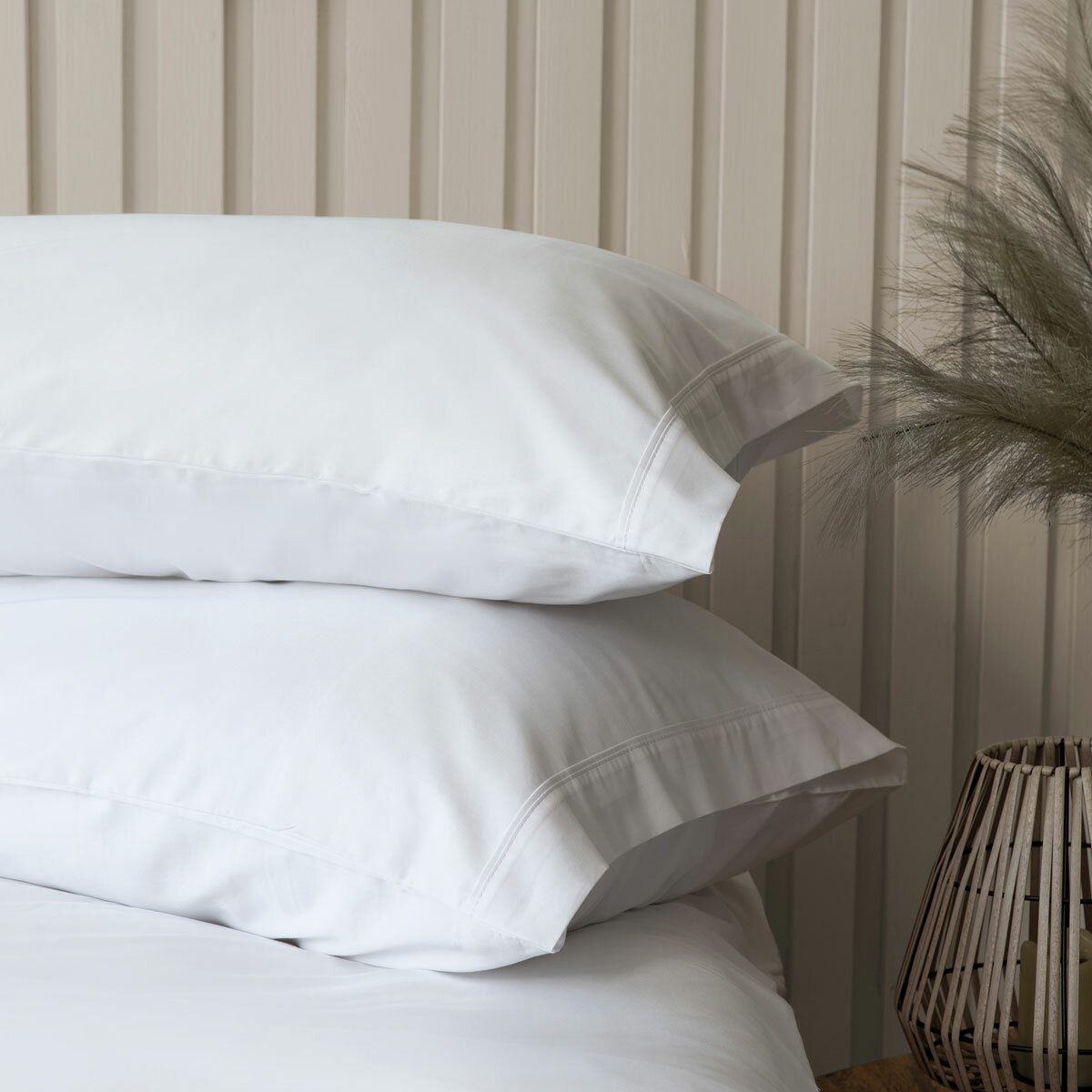 Belledorm Bamboo Cotton Blend White Duvet Cover Set in 4 Sizes