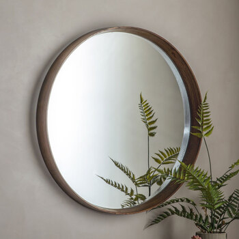 Gallery Keynes Walnut Round Mirror, 100cm