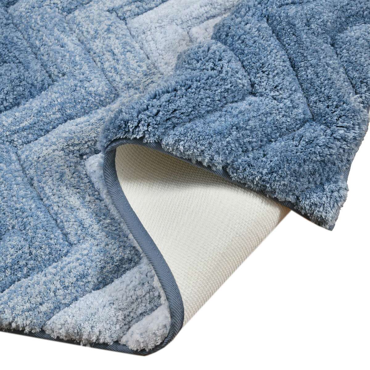 Riviera Home Chevron Blue Ombre Bath Mat, 55 x 91 cm
