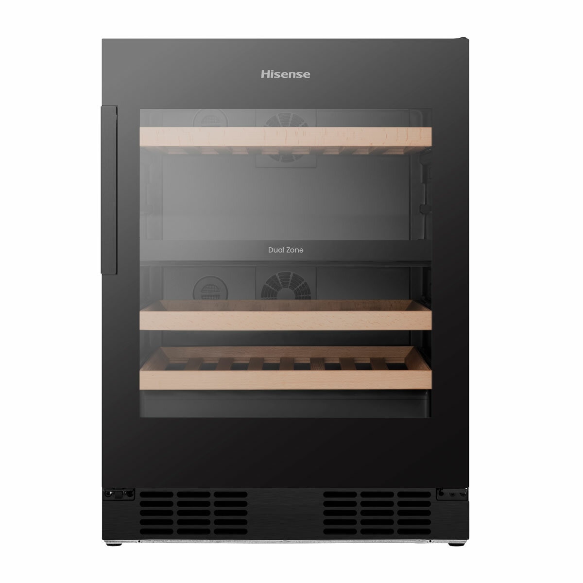 Hisense RW3N122GSLF, 46 Bottle Freestanding, Dual Zone Wine Cooler in Black
