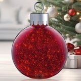 15.7 Inches (1.3ft) Glass Oversized Ornament with 60 LED Lights in Red