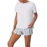DKNY Ladies Tee & Boxer Pyjama Set in White Sorbet DKNY Ladies Tee & Boxer Pyjama Set in White Sorbet