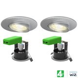 4lite WiZ Connected LED IP20 Fire Rated Adjustable Downlight, Pack of 2, in Satin Chrome