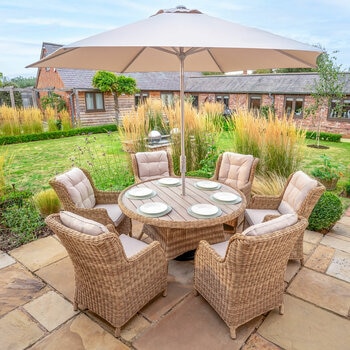 Kettler Hazel 8 Piece Wicker Dining Set with Umbrella