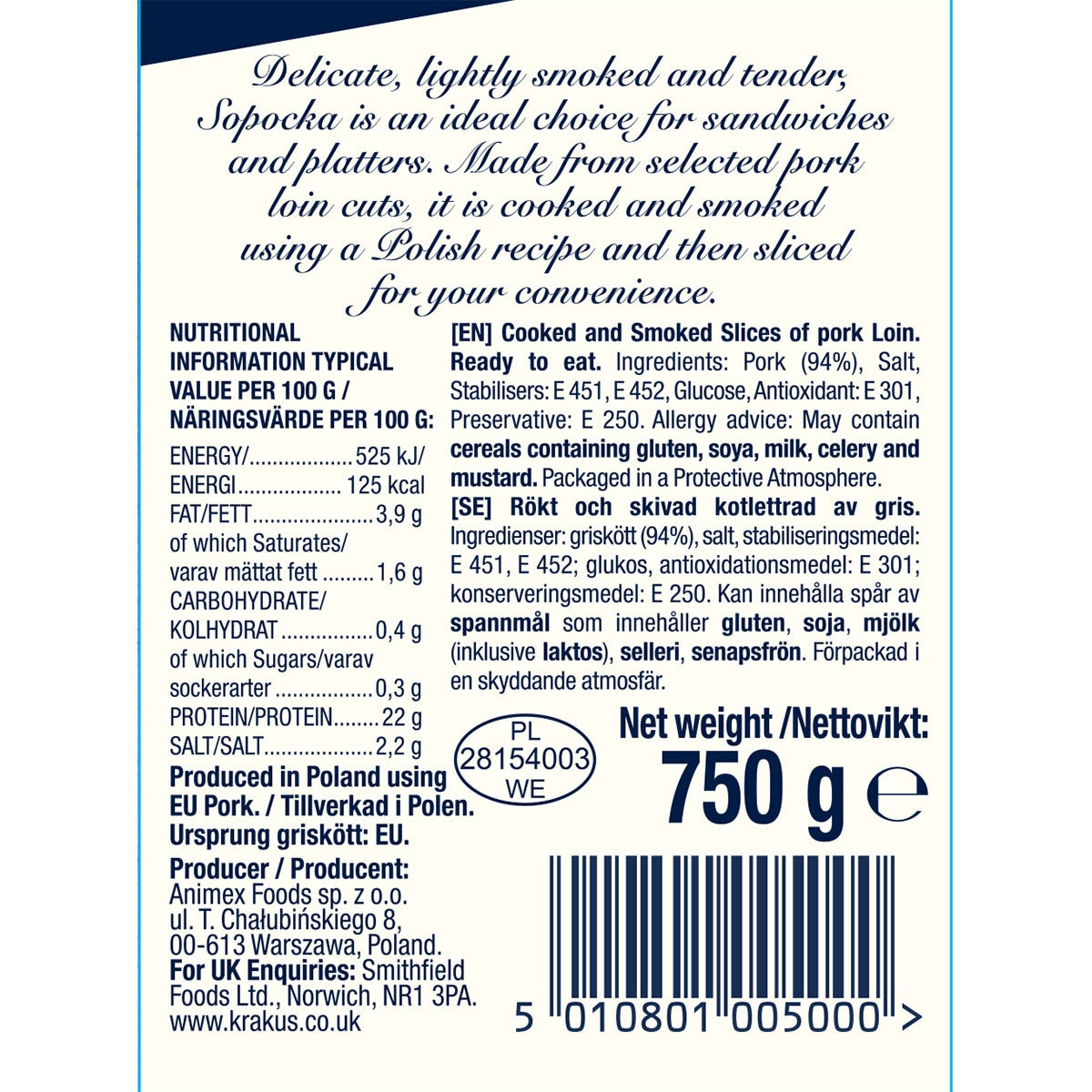 Krakus Sliced Sopocka, 750g