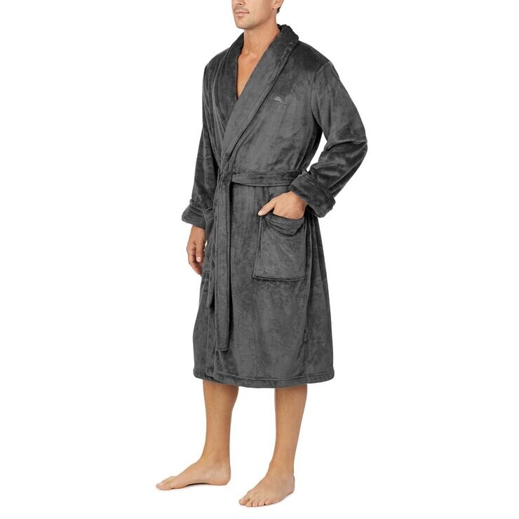 Tommy Bahama Men's Plush Robe in Charcoal, Large / Extra Large Costco UK