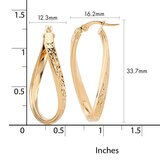 14ct Yellow Gold Twisted Oval Hoop Earrings