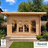 Installed Forest Garden Melbury 45mm Log Cabin 13ft 1" x 9ft 8" (4 x 3 m)