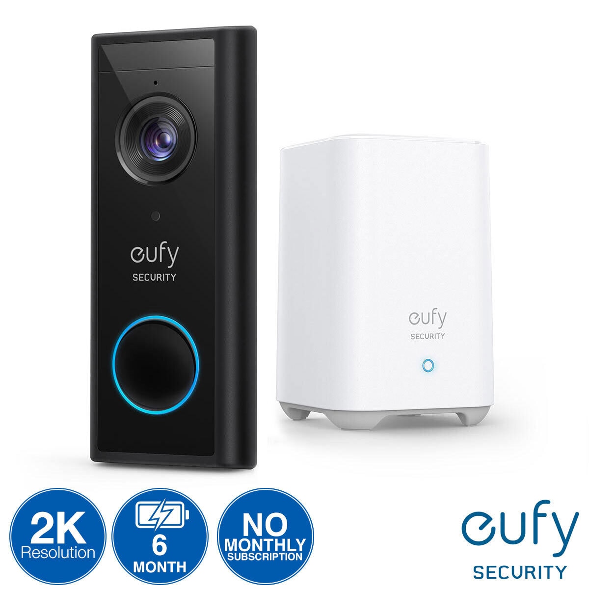 eufy 2K Video Battery Doorbell with HomeBase 2 16GB Local Storage