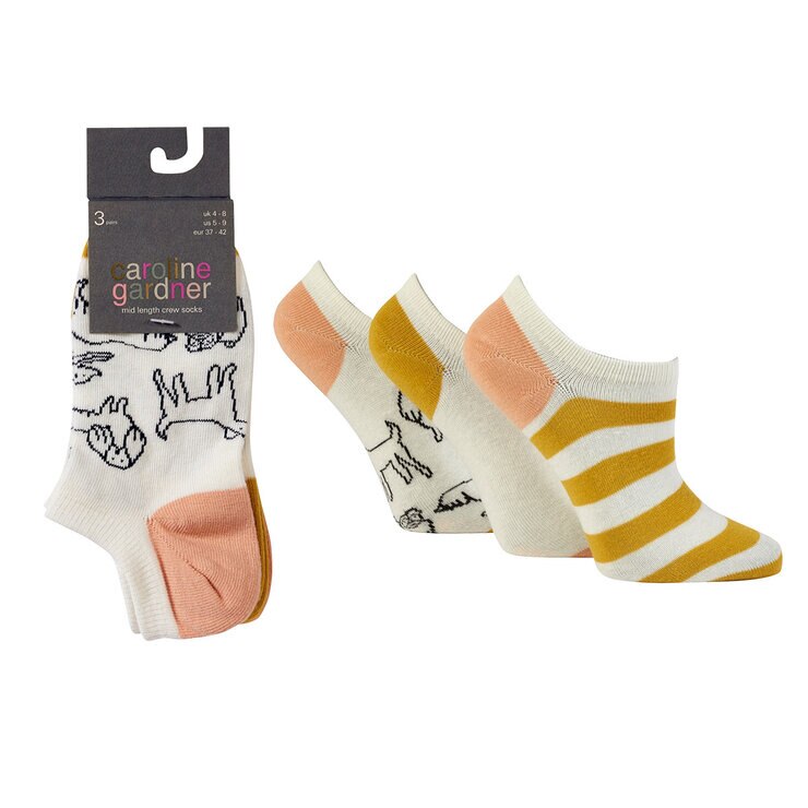 Caroline Gardner Ladies Trainer Sock 6 Pack in White