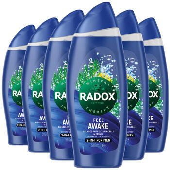 Radox Feel Awake 2-in-1 Shower Gel, 6 x 500ml