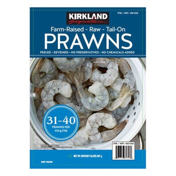 Kirkland Signature Raw Tail On Prawns, 31/40, 908g