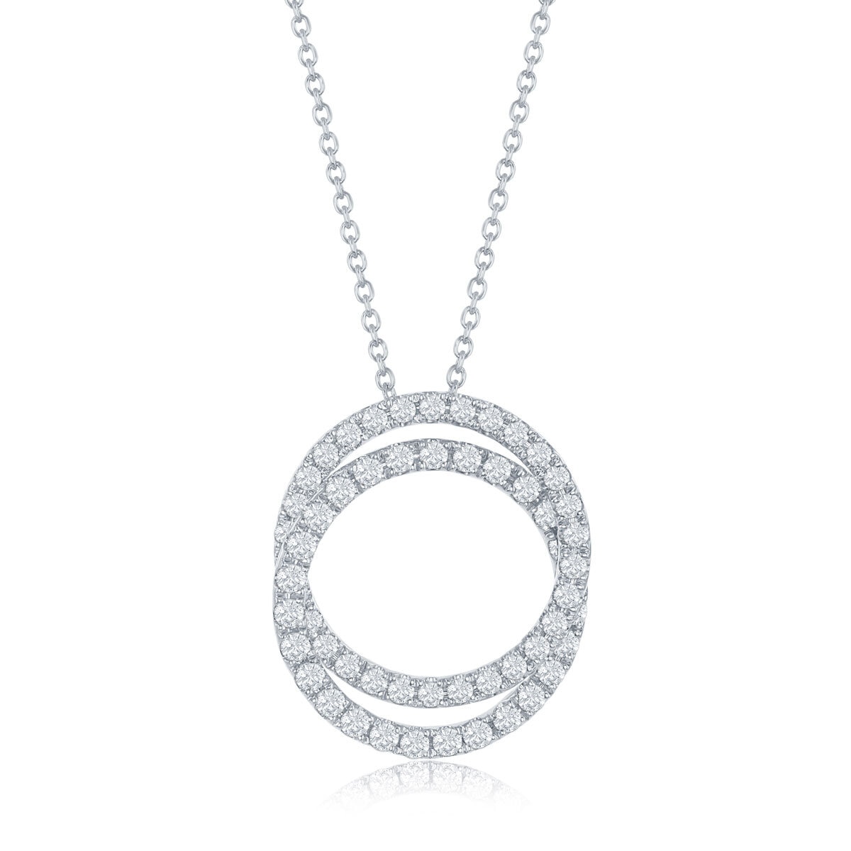 0.90ctw Circle Diamond Pendant, 14k White Gold