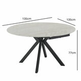 Indus Valley Cavella Ceramic Extending Dining Table + 4 Beige Chairs