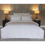 Belledorm 540 Thread Count Satin Stripe White Duvet Cover Set in 3 Sizes